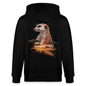 Suricate et savane Art de la faune africaine - Veste à capuche bio CULTIVATOR Stanley/Stella Unisexe - noir - Dos - Anna (173cm)