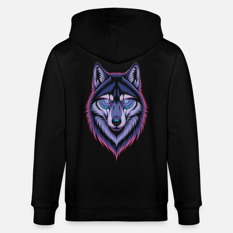 Techno Wolf Kunst - Stanley/Stella Unisex Bio-Kapuzenjacke CULTIVATOR  - Schwarz