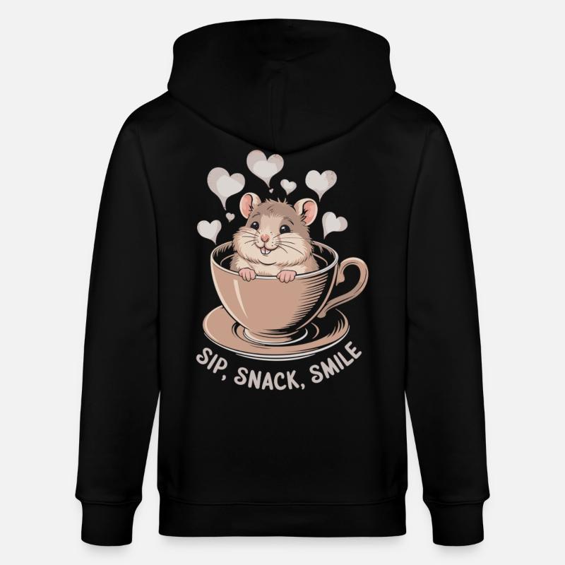 Kaffeepause mit Maus - Stanley/Stella Unisex Bio-Kapuzenjacke CULTIVATOR  - Schwarz