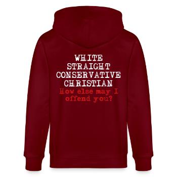 Chrétien chrétien religion - Veste à capuche bio CULTIVATOR Stanley/Stella Unisexe - bordeaux - Dos - Anna (173cm)