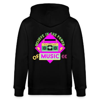 Believe In The Power Of Music - Stanley/Stella CULTIVATOR  Unisex Organic Hooded Jacket - black - Back - Anna (173cm)