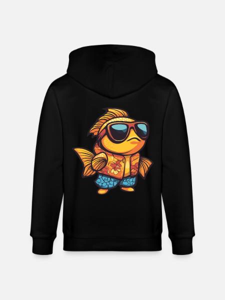 Goldfische Comic Lustig Sommer - Stanley/Stella Unisex Bio-Kapuzenjacke CULTIVATOR - Schwarz
