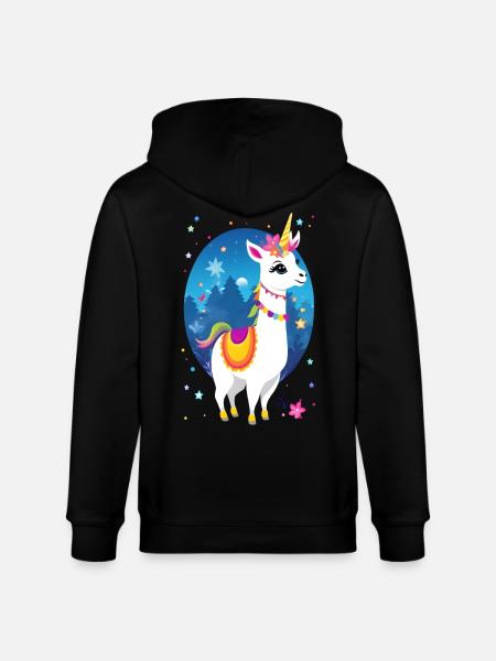 Lama Einhorn - Stanley/Stella Unisex Bio-Kapuzenjacke CULTIVATOR  - Schwarz
