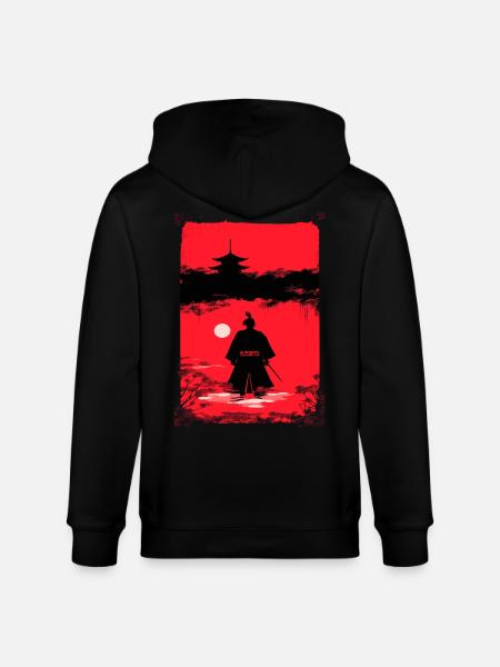 Samurai in the moonlight - Stanley/Stella CULTIVATOR  Unisex Organic Hooded Jacket - black