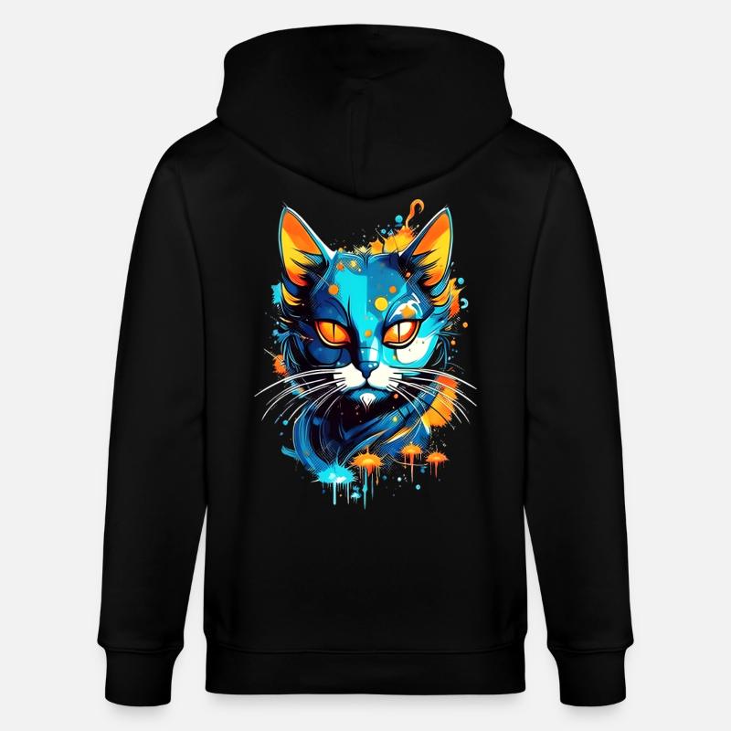 Bunte kosmische Katze - Stanley/Stella Unisex Bio-Kapuzenjacke CULTIVATOR  - Schwarz