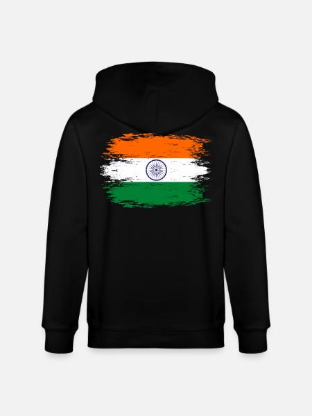 Drapeau de l’Inde aspect utilisé - Veste à capuche bio CULTIVATOR Stanley/Stella Unisexe - noir