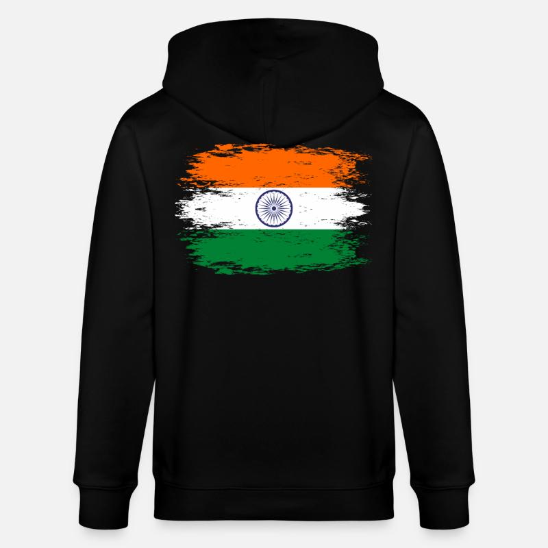Drapeau de l’Inde aspect utilisé - Veste à capuche bio CULTIVATOR Stanley/Stella Unisexe - noir