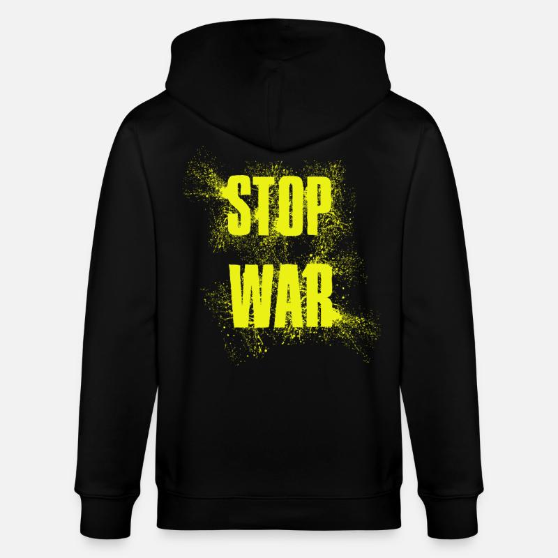 STOP WAR – NO WAR - PEACE - Stanley/Stella Unisex Bio-Kapuzenjacke CULTIVATOR - Schwarz
