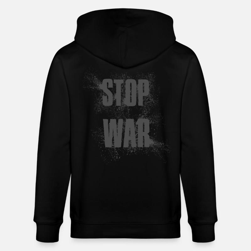STOP WAR – NO WAR - PEACE - Stanley/Stella Unisex Bio-Kapuzenjacke CULTIVATOR  - Schwarz