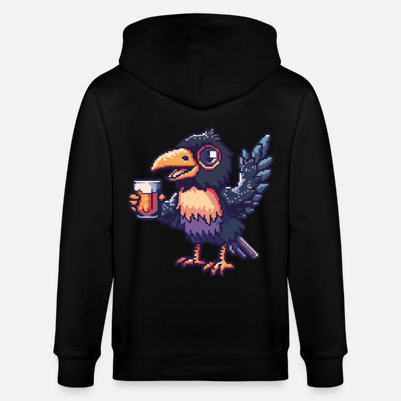 Raven Crow Pixel Beer - Stanley/Stella CULTIVATOR Unisex Organic Hooded Jacket - black
