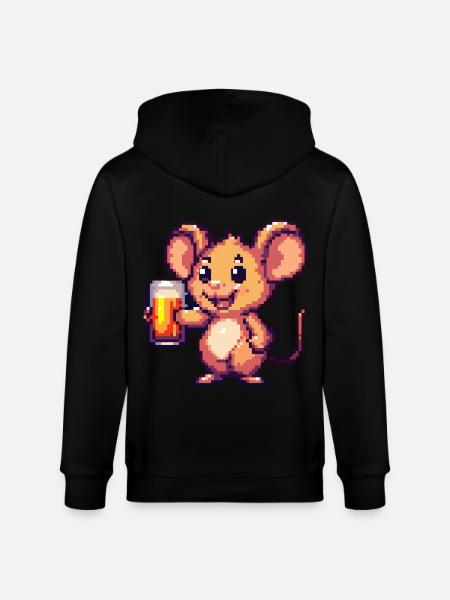 Mouse Pixel Beer - Stanley/Stella CULTIVATOR Unisex Organic Hooded Jacket - black