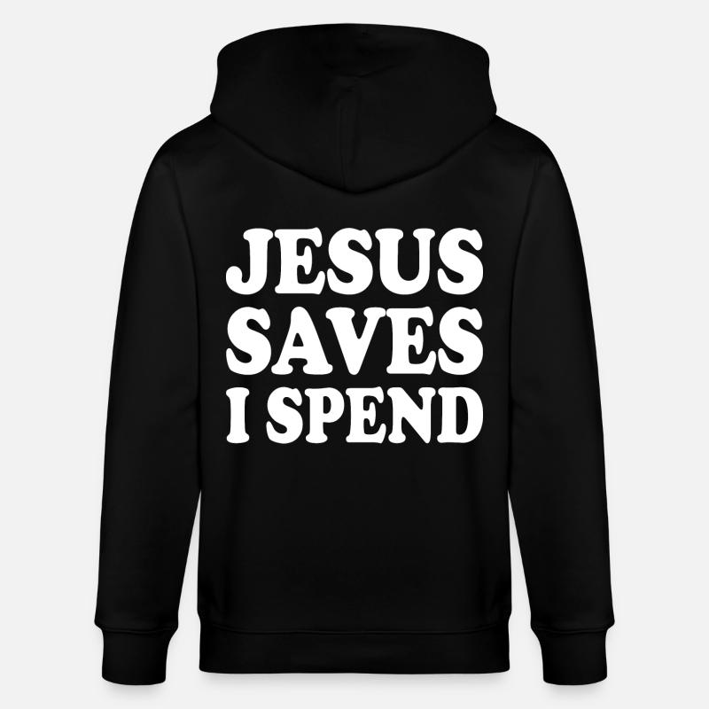 jesus saves i spend - Veste à capuche bio CULTIVATOR Stanley/Stella Unisexe - noir