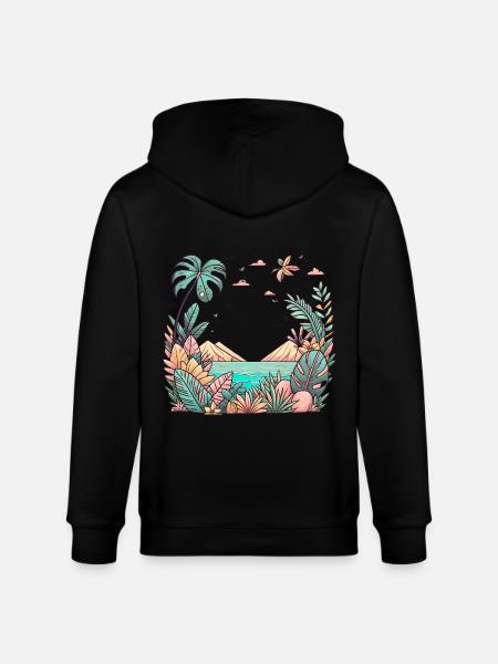 Tropics and mountains - Stanley/Stella CULTIVATOR Unisex Organic Hooded Jacket - black
