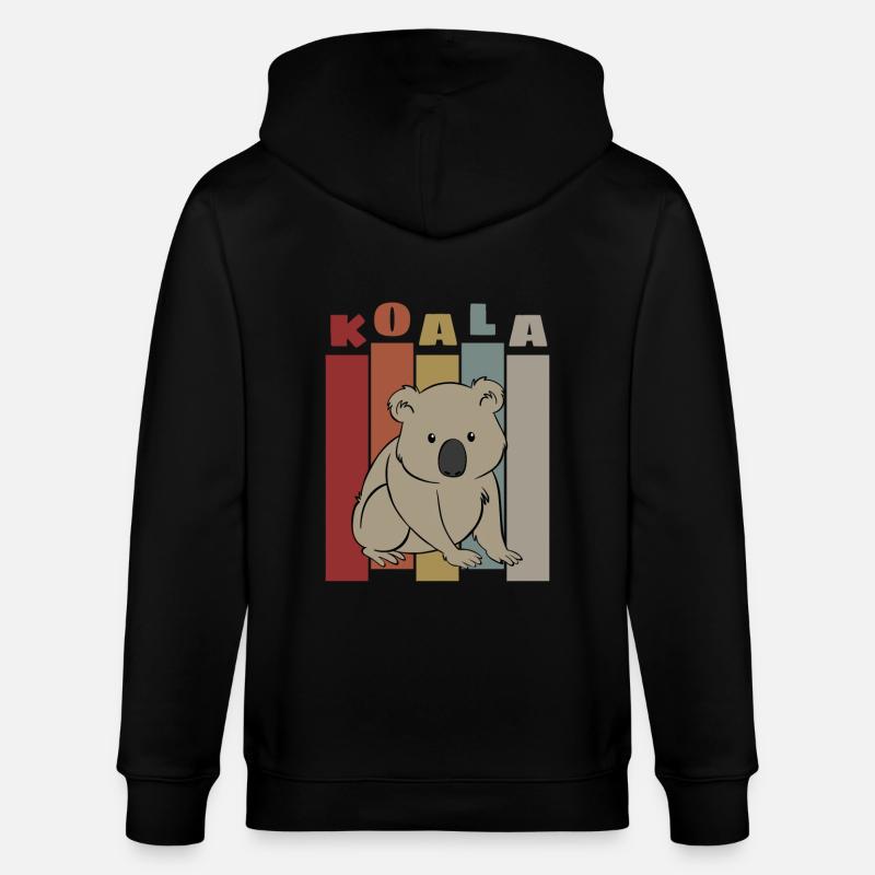 Koala Retro - Stanley/Stella Unisex Bio-Kapuzenjacke CULTIVATOR  - Schwarz