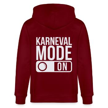Karneval Mode On Fasching Fasnet - Stanley/Stella Unisex Bio-Kapuzenjacke CULTIVATOR  - Burgunderrot - Hinten - Anna (173cm)