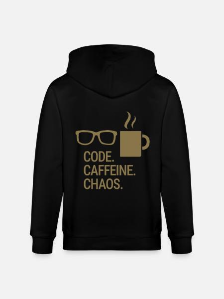 Code. Caffeine. Chaos. - Stanley/Stella Unisex Bio-Kapuzenjacke CULTIVATOR - Schwarz