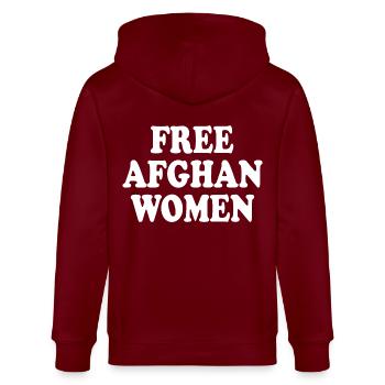 Free afghan women - Stanley/Stella Unisex Bio-Kapuzenjacke CULTIVATOR  - Burgunderrot - Hinten - Anna (173cm)
