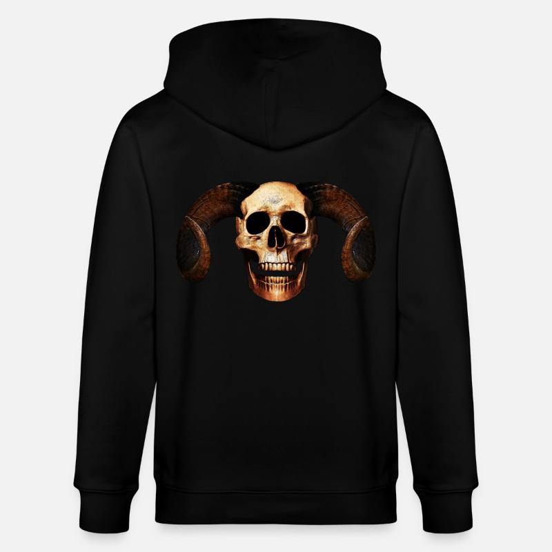 Ram Skull - Stanley/Stella Unisex Bio-Kapuzenjacke CULTIVATOR  - Schwarz