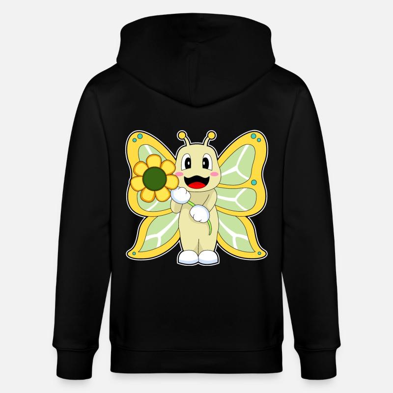 Schmetterling Blume - Stanley/Stella Unisex Bio-Kapuzenjacke CULTIVATOR  - Schwarz