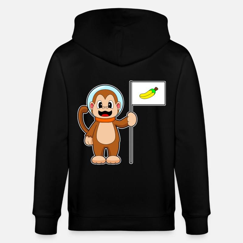 Singe, Banane, Astronaute, Espace - Veste à capuche bio CULTIVATOR Stanley/Stella Unisexe - noir