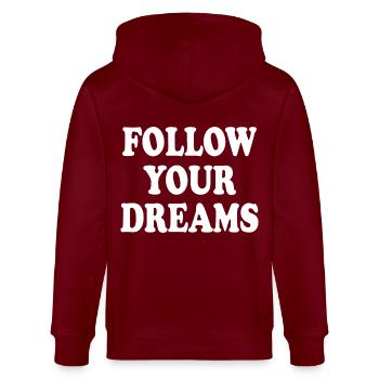follow your dreams - Veste à capuche bio CULTIVATOR Stanley/Stella Unisexe - bordeaux - Dos - Anna (173cm)