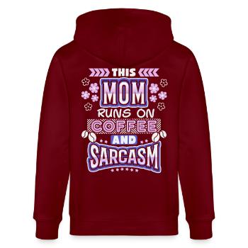 Mama-Mutti-Mom, Kaffee Sarkasmus, lustiger Spruch - Stanley/Stella Unisex Bio-Kapuzenjacke CULTIVATOR  - Burgunderrot - Hinten - Anna (173cm)