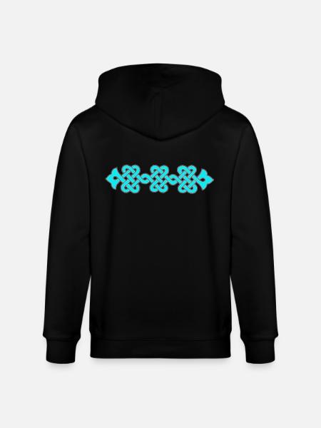 ornement complexe, turquoise - Veste à capuche bio CULTIVATOR Stanley/Stella Unisexe - noir