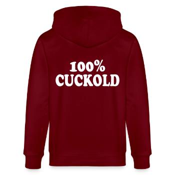 cuckold - Stanley/Stella Unisex Bio-Kapuzenjacke CULTIVATOR  - Burgunderrot - Hinten - Anna (173cm)