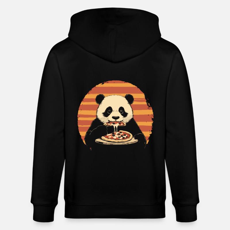 Panda mange de la pizza - Veste à capuche bio CULTIVATOR Stanley/Stella Unisexe - noir