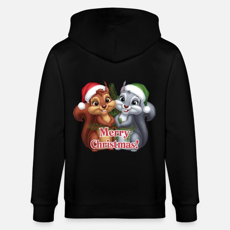 Joyeux Noël Écureuil Noël Mignon - Veste à capuche bio CULTIVATOR Stanley/Stella Unisexe - noir
