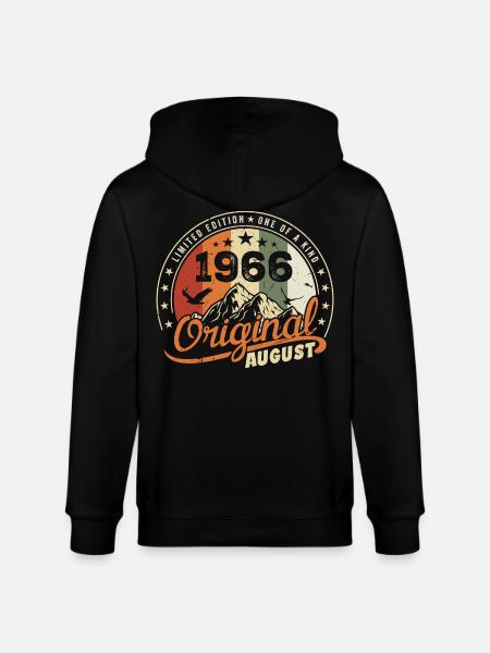 August 1966 Birthday Gift August 1966 Retro 1966 - Stanley/Stella CULTIVATOR  Unisex Organic Hooded Jacket - black