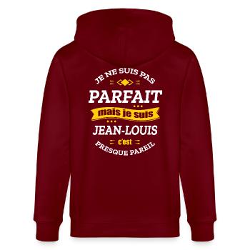 JEAN-LOUIS PARFAIT - PRENOM JEAN-LOUIS - Veste à capuche bio CULTIVATOR Stanley/Stella Unisexe - bordeaux - Dos - Anna (173cm)