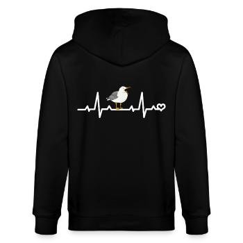 Möwe Herzfrequenz EKG - Stanley/Stella Unisex Bio-Kapuzenjacke CULTIVATOR  - Schwarz - Hinten - Anna (173cm)