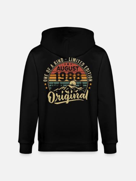 August 1988 Birthday Gift 1988 Legends August - Stanley/Stella CULTIVATOR  Unisex Organic Hooded Jacket - black