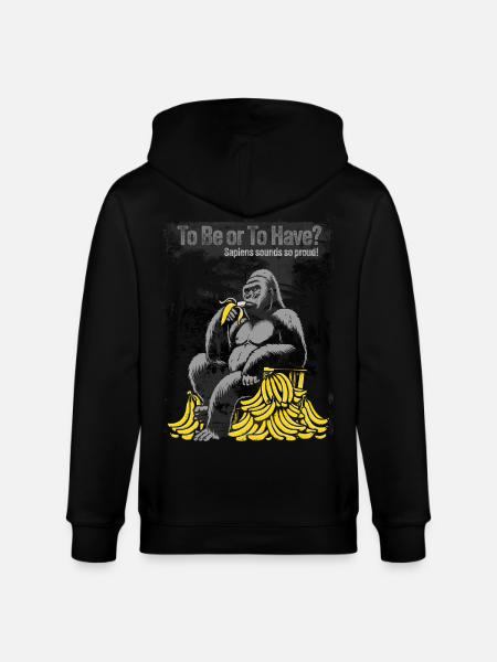 Primal Ape with Banana Pile - Stanley/Stella CULTIVATOR Unisex Organic Hooded Jacket - black