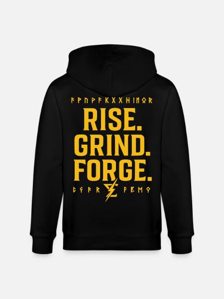 Rise Grind Forge – Motivation Tee - Stanley/Stella CULTIVATOR  Unisex Organic Hooded Jacket - black