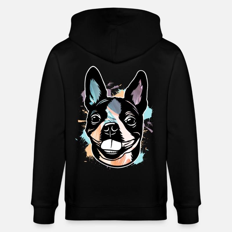 Boston Terrier - Stanley/Stella Unisex Bio-Kapuzenjacke CULTIVATOR  - Schwarz