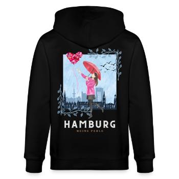 "Hamburg - Meine Perle" - Dance Dream Love - Stanley/Stella Unisex Bio-Kapuzenjacke CULTIVATOR  - Schwarz - Hinten - Anna (173cm)