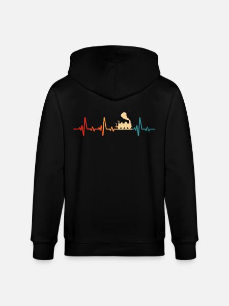 Model Railway Retro Railway Locomotive - Stanley/Stella CULTIVATOR Unisex Organic Hooded Jacket - black
