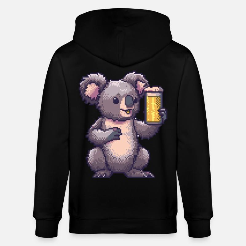 Koala Pixel Bier - Stanley/Stella Unisex Bio-Kapuzenjacke CULTIVATOR  - Schwarz