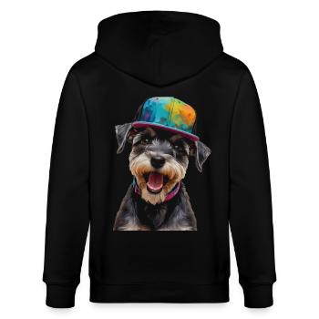 Miniature Schnauzer Snapback Cap Chien Animal Design Print - Veste à capuche bio CULTIVATOR Stanley/Stella Unisexe - noir - Dos - Anna (173cm)