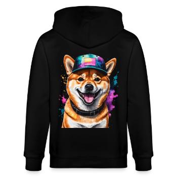 Shiba Inu Snapback Cap Chien Drôle Design Print - Veste à capuche bio CULTIVATOR Stanley/Stella Unisexe - noir - Dos - Anna (173cm)