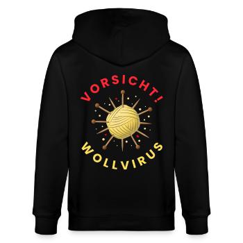 VORSICHT! Wollvirus - Stanley/Stella Unisex Bio-Kapuzenjacke CULTIVATOR  - Schwarz - Hinten - Anna (173cm)