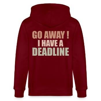Gehen Sie weg! - Ich habe eine Deadline - Stanley/Stella Unisex Bio-Kapuzenjacke CULTIVATOR  - Burgunderrot - Hinten - Anna (173cm)
