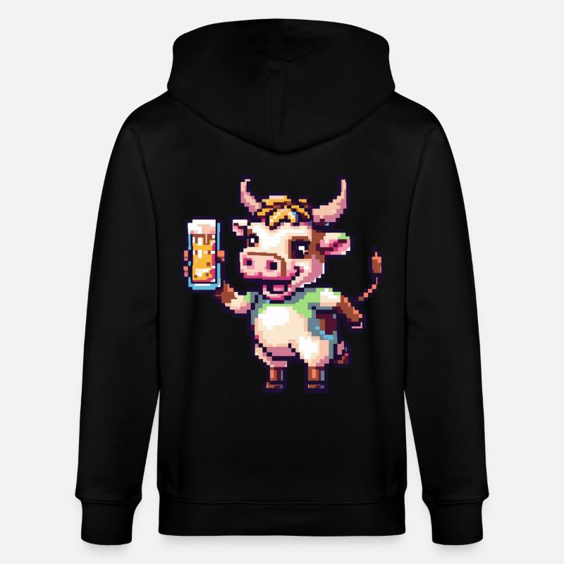 Kuh Pixel Bier - Stanley/Stella Unisex Bio-Kapuzenjacke CULTIVATOR  - Schwarz
