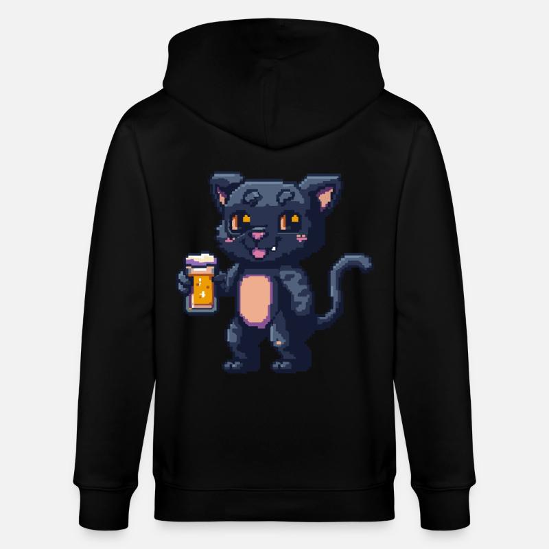 Panther Pixel Bier - Stanley/Stella Unisex Bio-Kapuzenjacke CULTIVATOR  - Schwarz