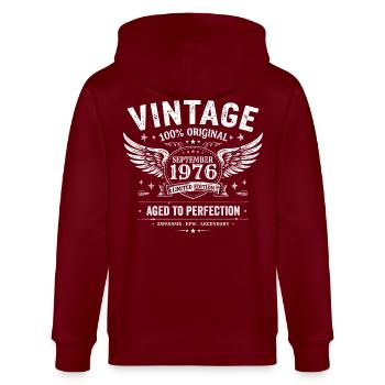Né en Septembre 1976 - Veste à capuche bio CULTIVATOR Stanley/Stella Unisexe - bordeaux - Dos - Anna (173cm)