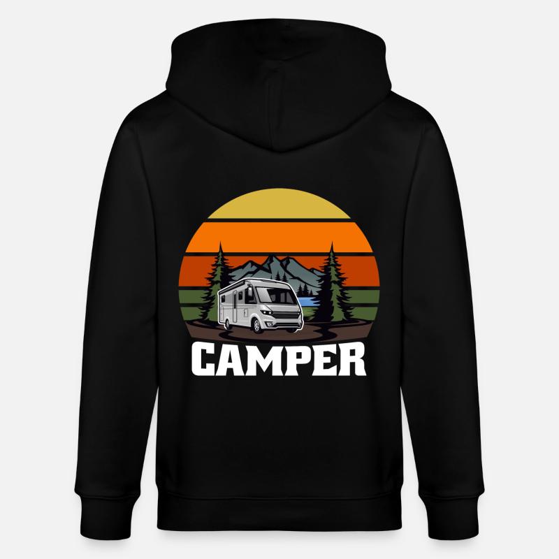Camper Camperin Wohnwagen Geschenk - Stanley/Stella Unisex Bio-Kapuzenjacke CULTIVATOR  - Schwarz