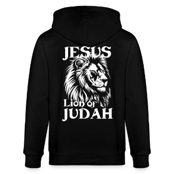 Jesus Christus Löwe von Judah Christ Lion of Judah - Stanley/Stella Unisex Bio-Kapuzenjacke CULTIVATOR  - Schwarz - Hinten - Anna (173cm)