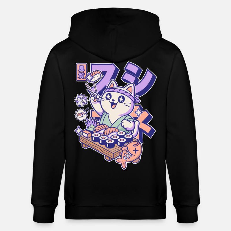 Sushi Chef Cat - Veste à capuche bio CULTIVATOR Stanley/Stella Unisexe - noir